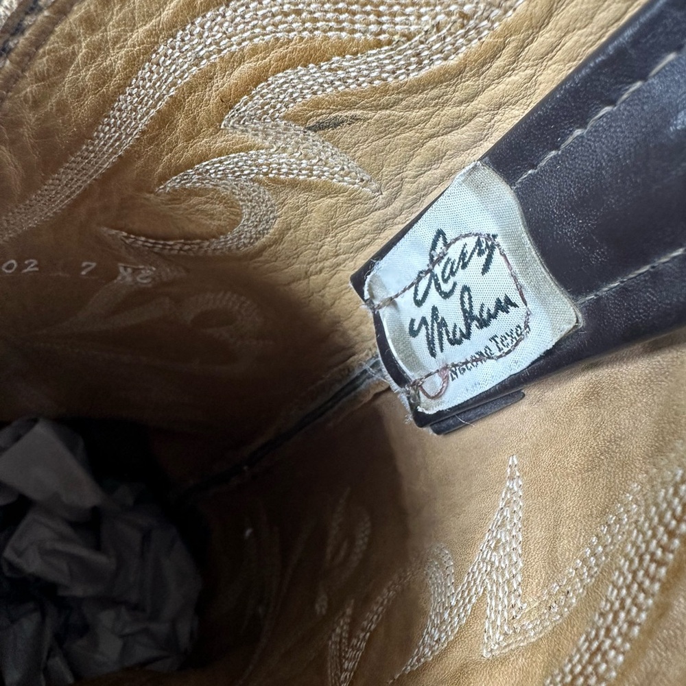 Vintage Larry Mahan Two-Tone Brown Leather Western Cowboy Boots – Women’s 8.5 - Picture 8 of 9